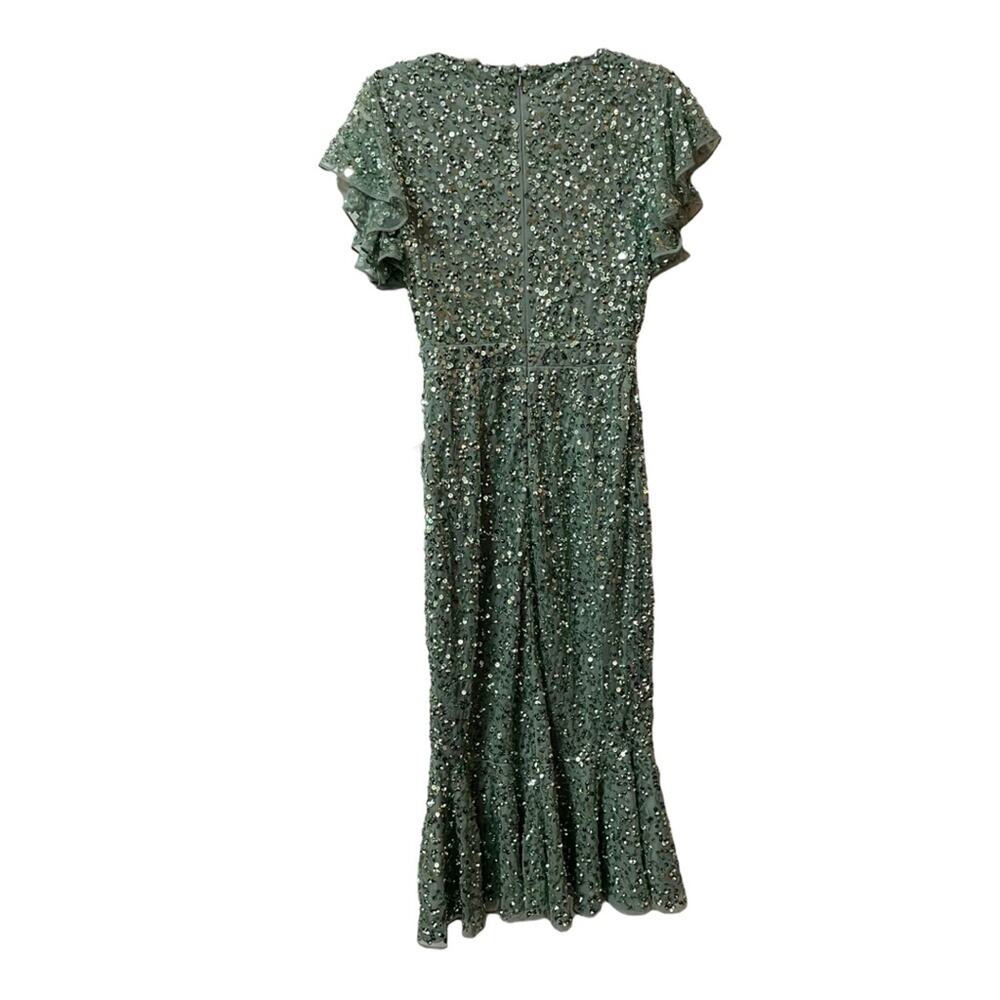 Mac Duggal Sequin Midi Dress Formal Sage Green Style 10801 - Picture 4 of 4